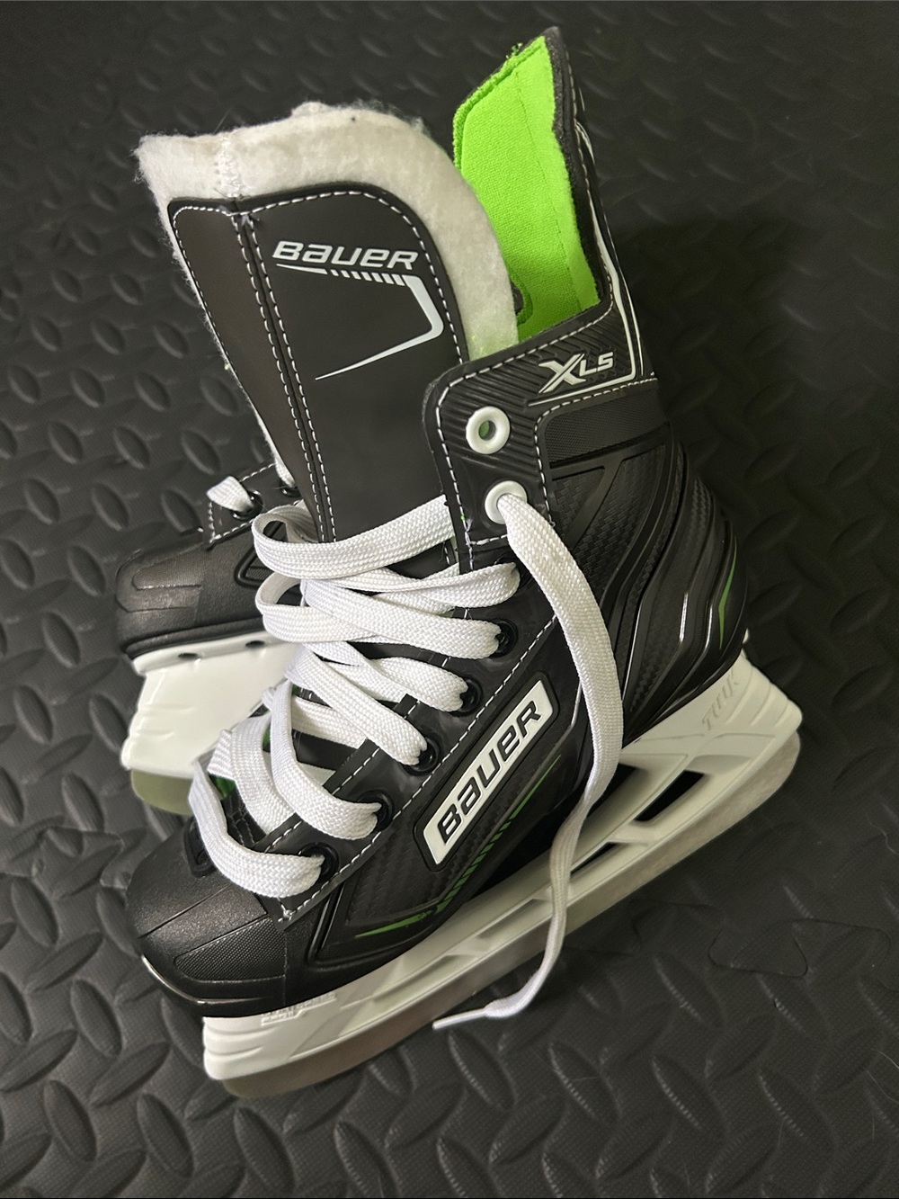 Bauer Black Hockey Skates with Neon Green Trim